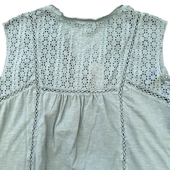 NWT Sundance Women’s Dinah Eyelet Shirt Top Blue Short Sleeve V-Neck - Picture 11 of 11